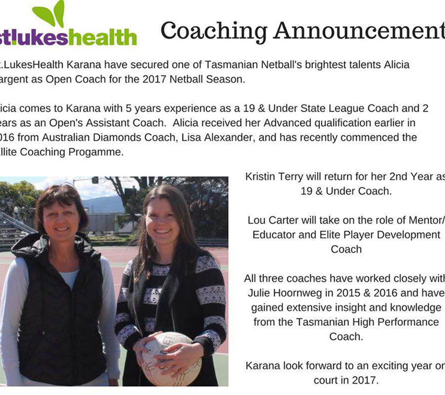 St Lukes Heath Coaching Announcement